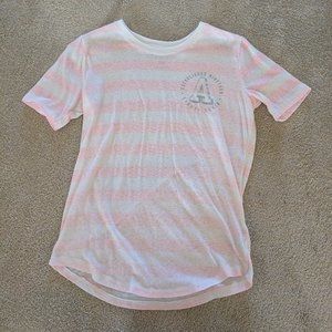 Aeropostale Pink and White Striped Tee Size S